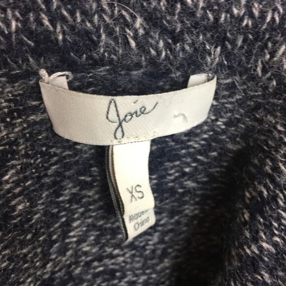 Joie Navy Gray  Wool Cashmere Rabit Hair Blend Cowl Neck Sweater XS - Picture 6 of 6